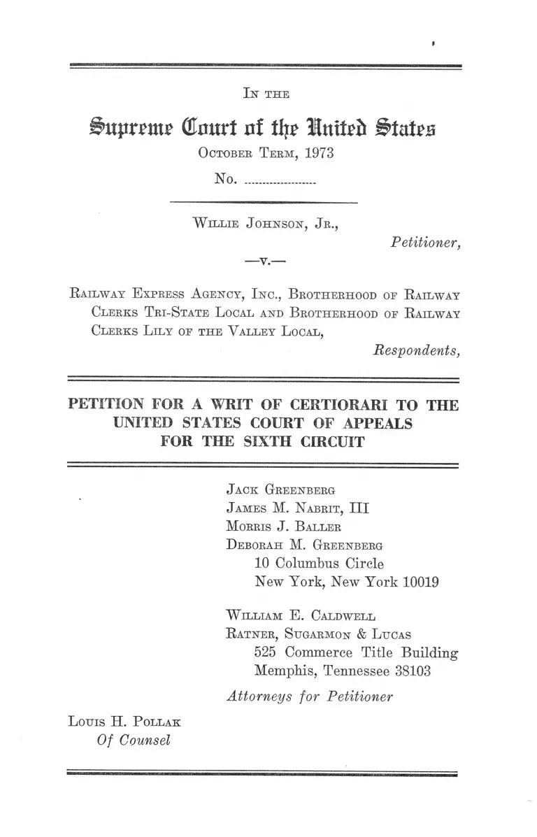 Johnson, Jr. v. Railway Express Agency, Inc. Petition for Writ of Certiorari preview