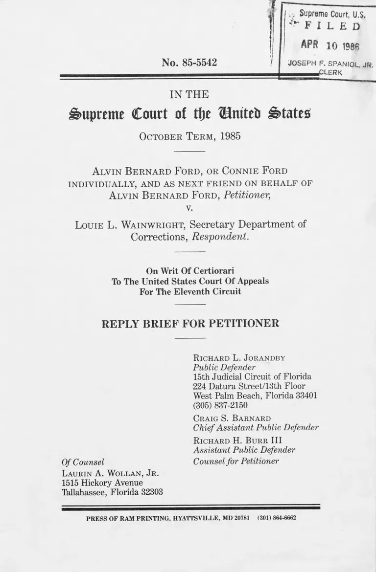 Ford v. Wainwright Reply Brief for Petitioner preview