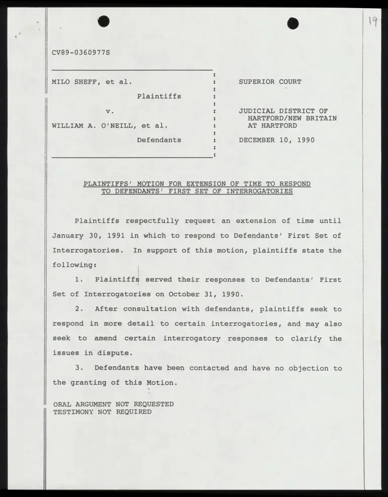 Plaintiffs' Motion for Extension of Time to Respond to Defendants' First Set of Interrogatories; Amended Notice of Service preview