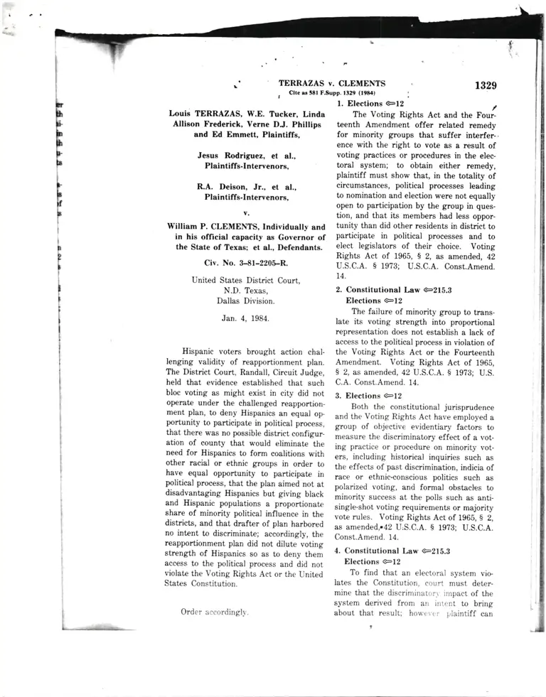 Terrazas v. Clements Court Opinion preview