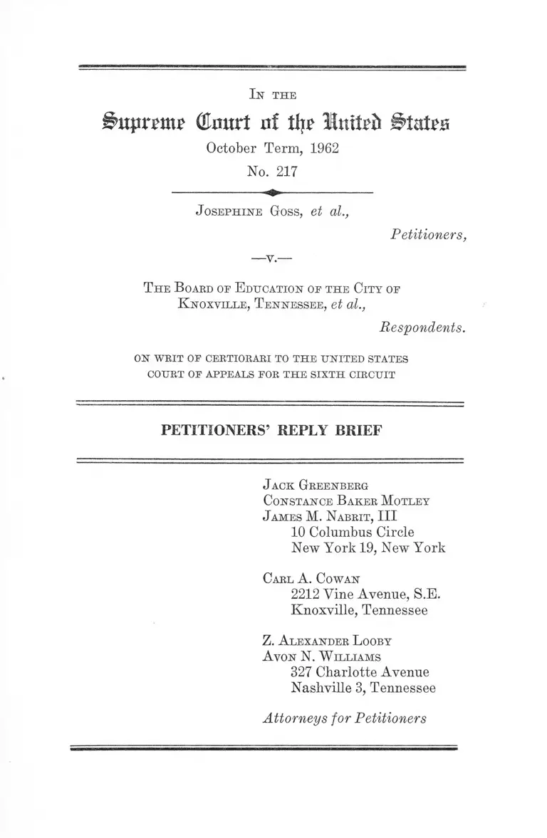 Goss v. Knoxville, TN Board of Education Petitioners' Reply Brief preview