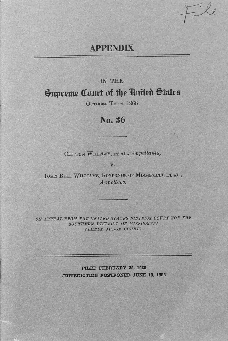Whitley v. Williams Appendix preview