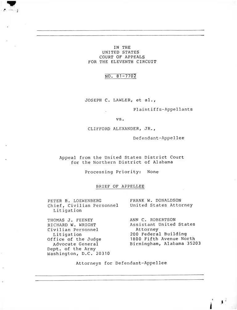 Lawler v. Alexander Brief of Appellee preview