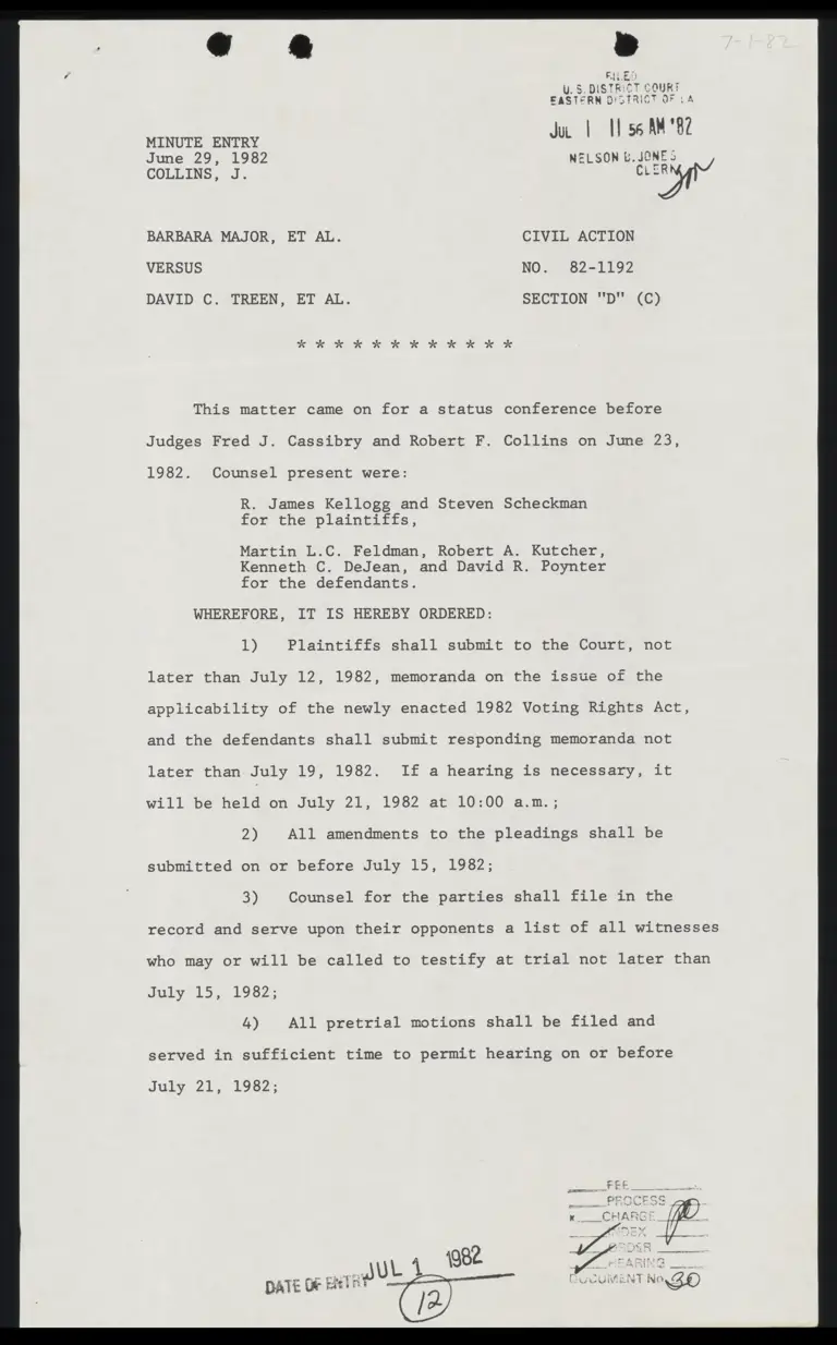 Order for submissions to court by 7-12-82 preview