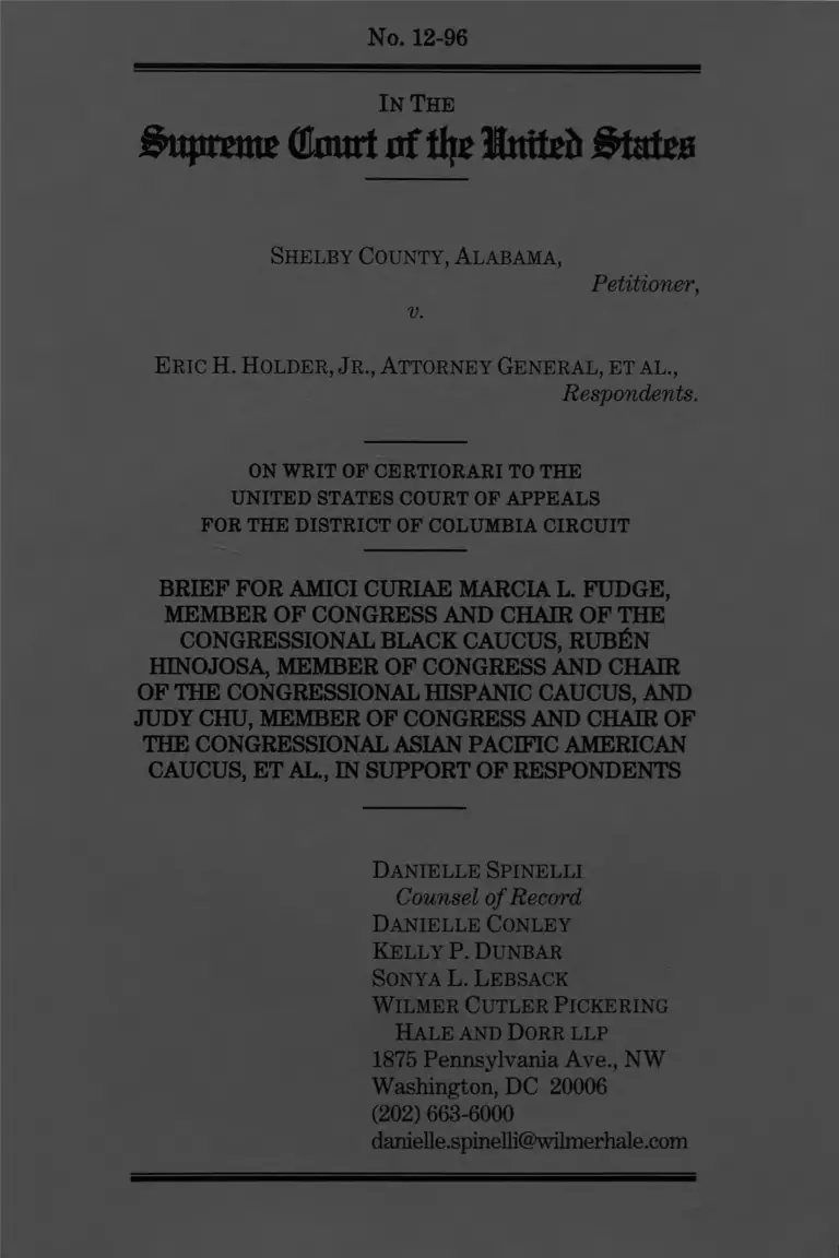 Shelby County v. Holder Brief Amici Curiae preview