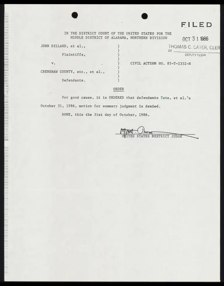 Order Denying Motion for Summary Judgement preview