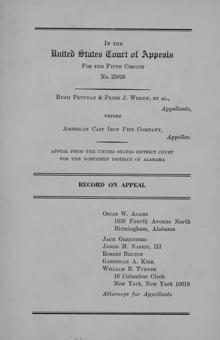 Pettway v. American Cast Iron Pipe Company Record on Appeal preview