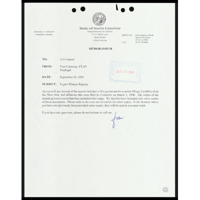 Memo From Carraway RE: Expert Witness Report preview