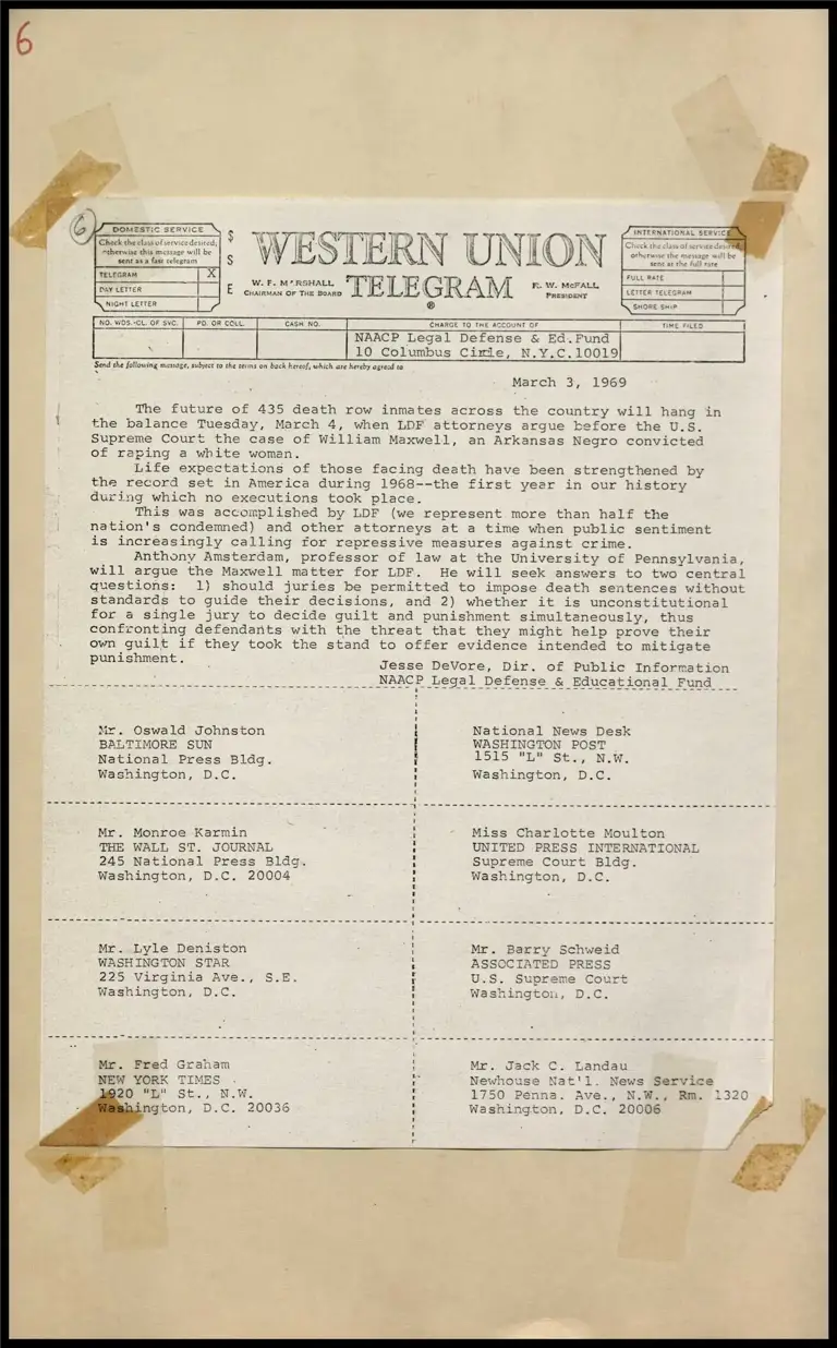 Supreme Court to Hear Maxwell Case Impacting 435 Death Row Inmates Nationwide (Telegram) preview