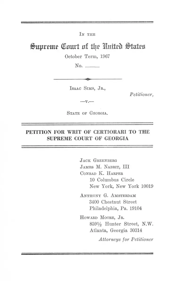 Sims v GA Petition for Writ of Certiorari preview