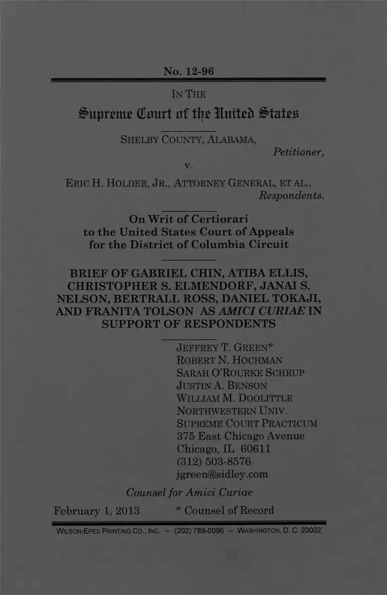 Shelby County v. Holder Brief Amici Curiae preview
