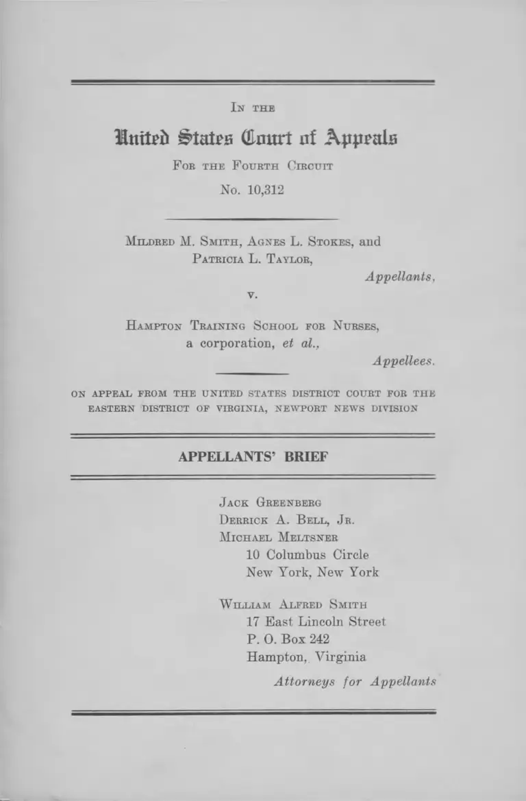 Smith v Hampton Training School for Nurses Appellants Brief preview
