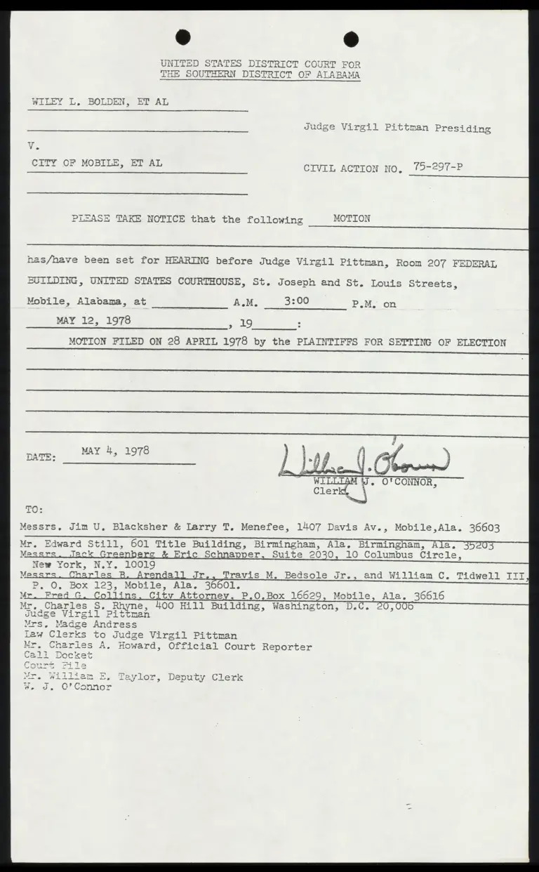 Clerk's Filing Notice of Motion for Setting of Election preview