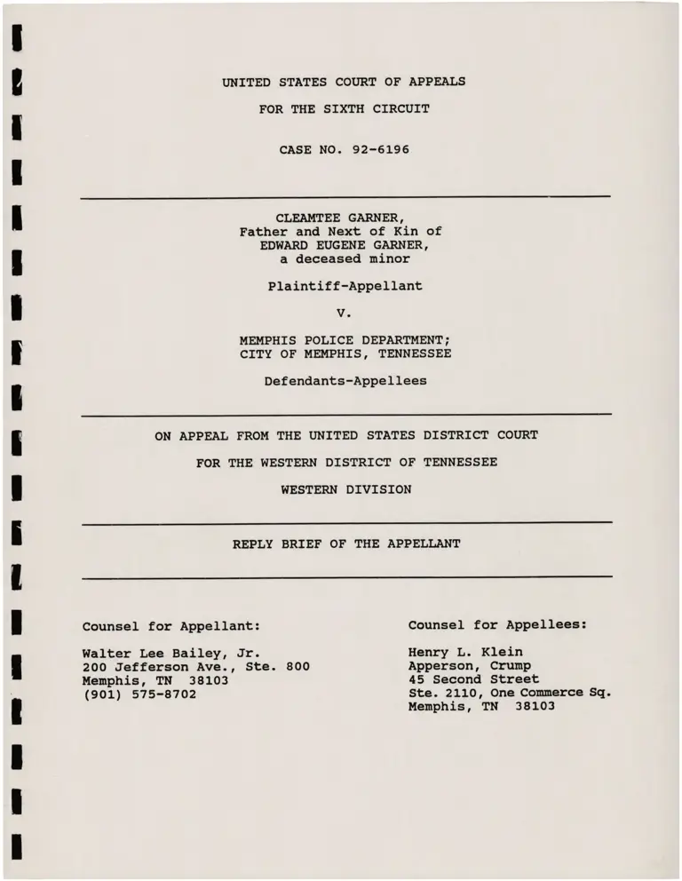 Reply Brief of the Appellant preview