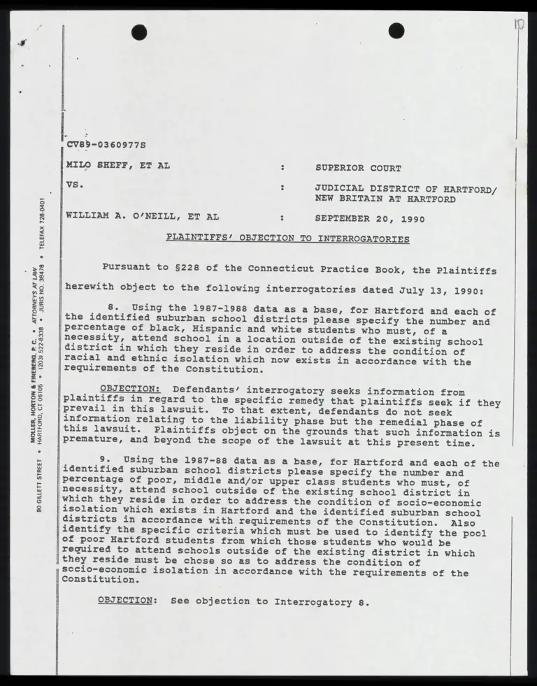 Plaintiffs' Objection to Interrogatories preview