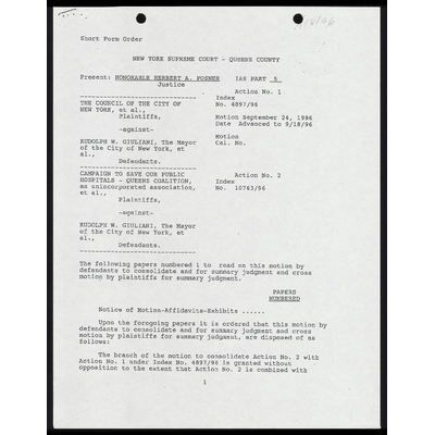 Motion to Consolidate and for Summary Judgment preview