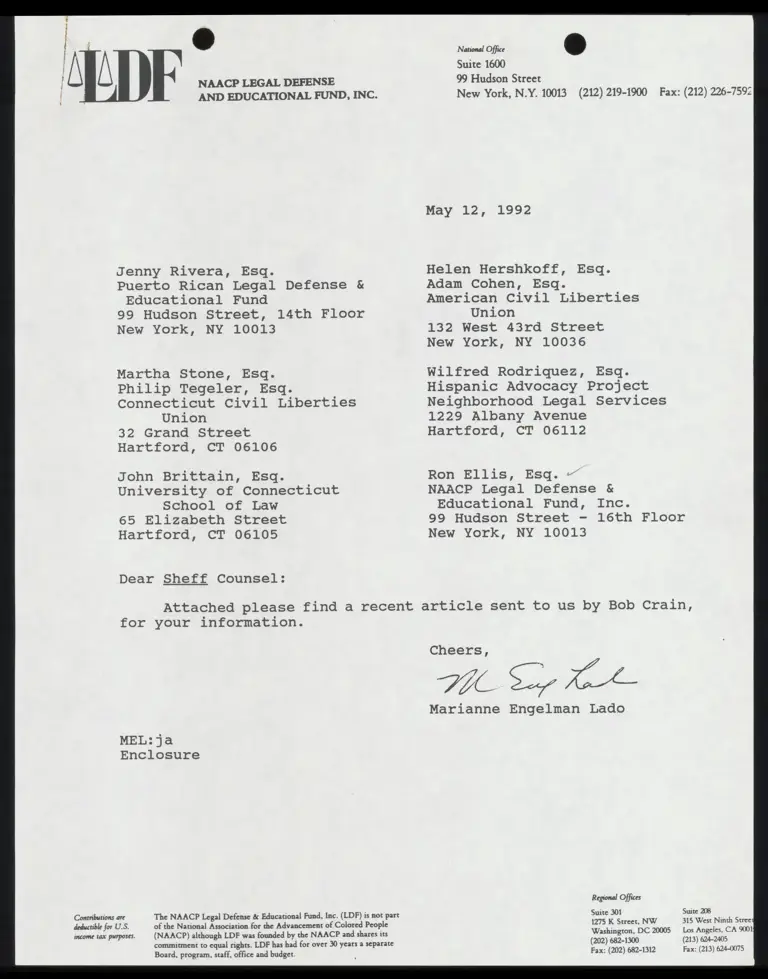 Memo from Lado to Counsel with Equity and Computers in the Schools Article preview