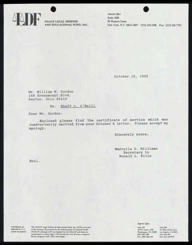 Correspondence between Gordon and Ellis Re: Deposition preview
