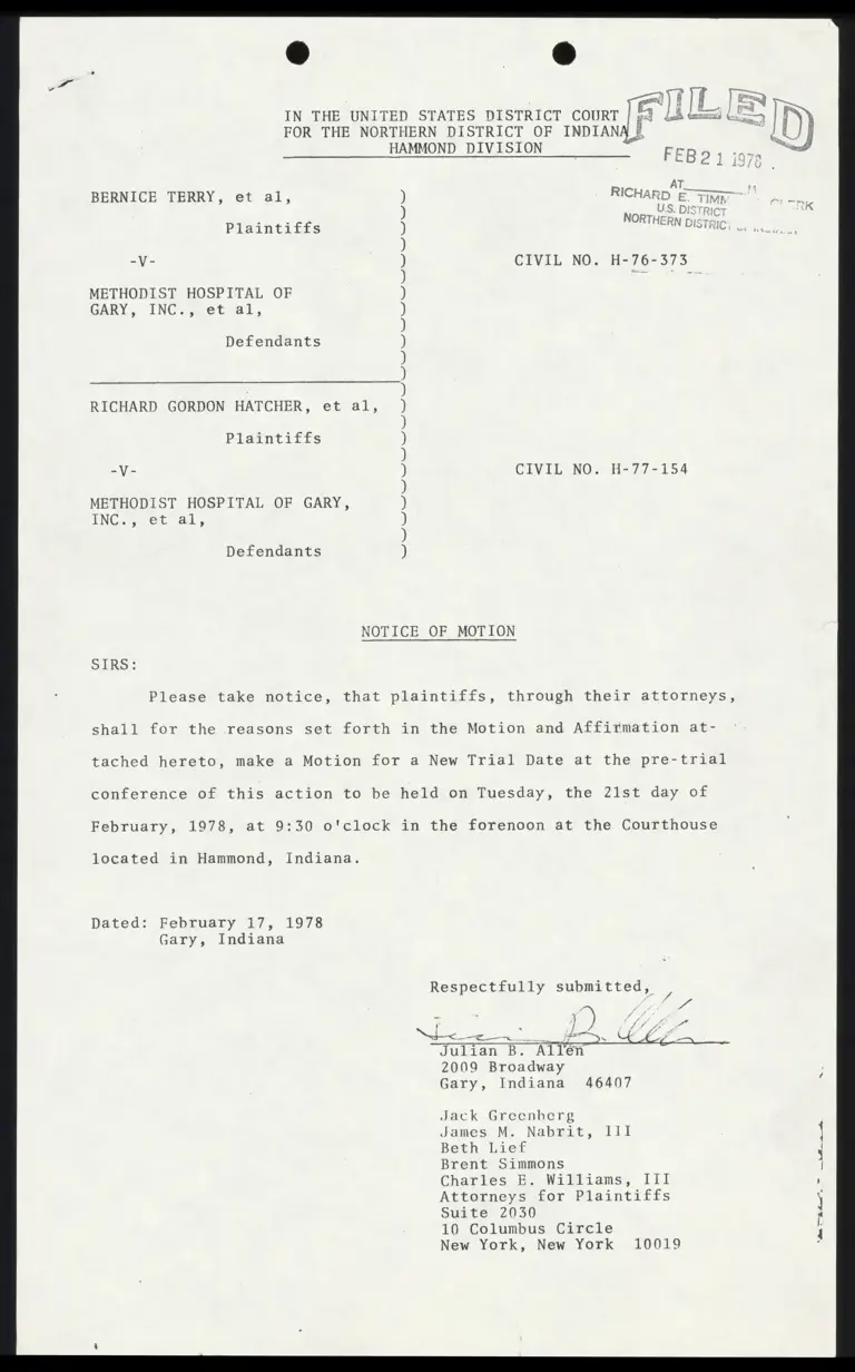 Notice of Motion and Affirmation preview