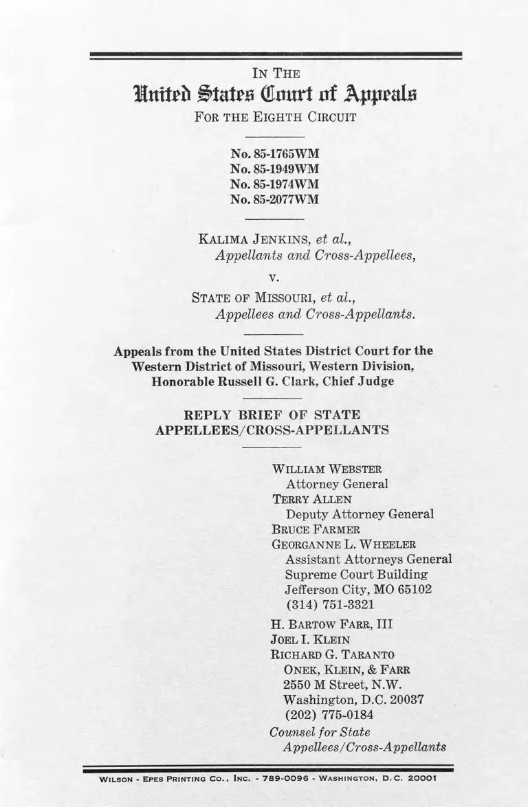 Jenkins v. Missouri Reply Brief of State Appellees/Cross-Appellants preview
