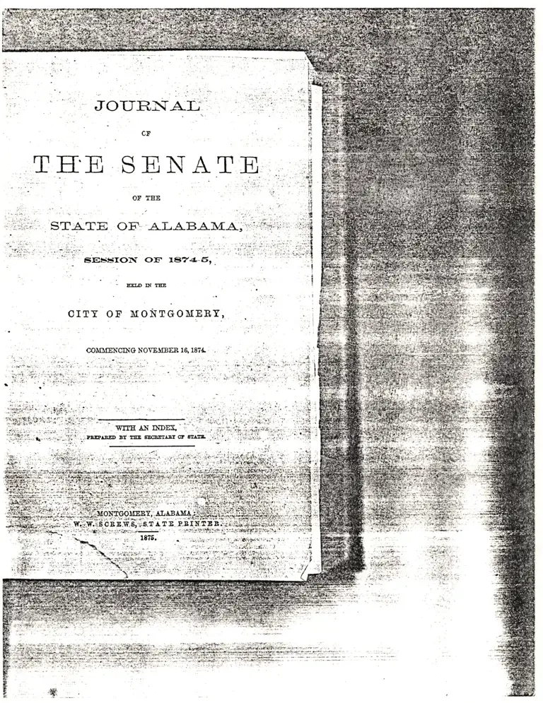 Excerpts from the Senate of the State of Alabama Session of 1874-5 preview