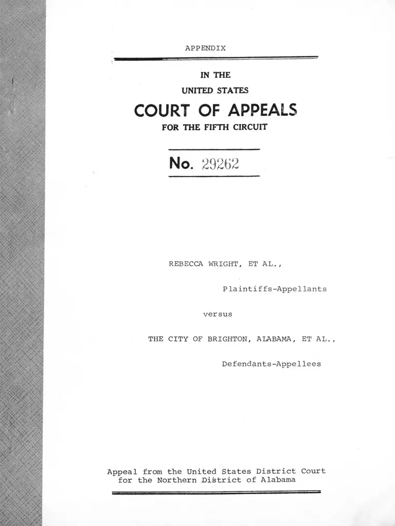 Wright v. The City of Brighton Alabama Appendix preview