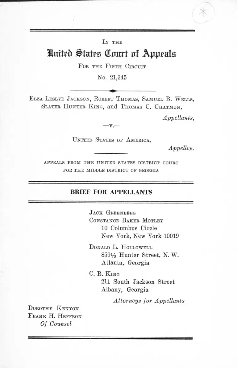 Jackson v. United States Brief for Appellants preview