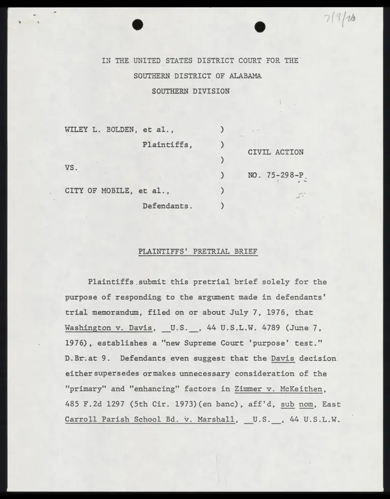 Plaintiffs' Pre-Trial Brief preview