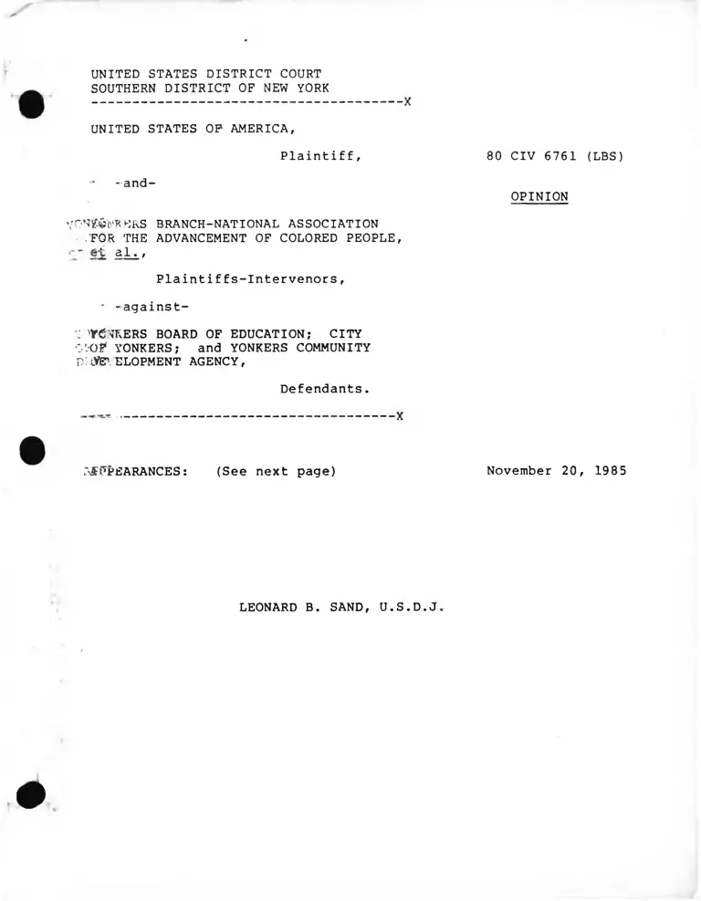 United States v. Yonkers Board of Education Opinion preview