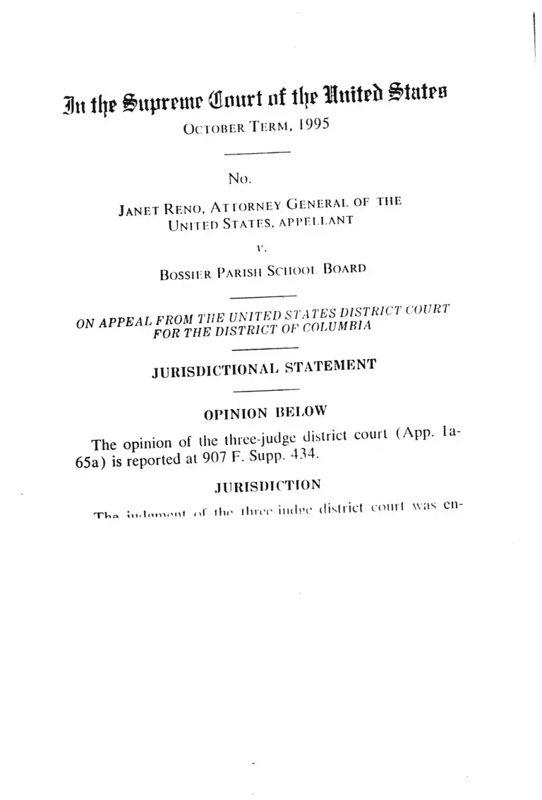 Reno v. Bossier Parish School Board Jurisdictional Statement preview