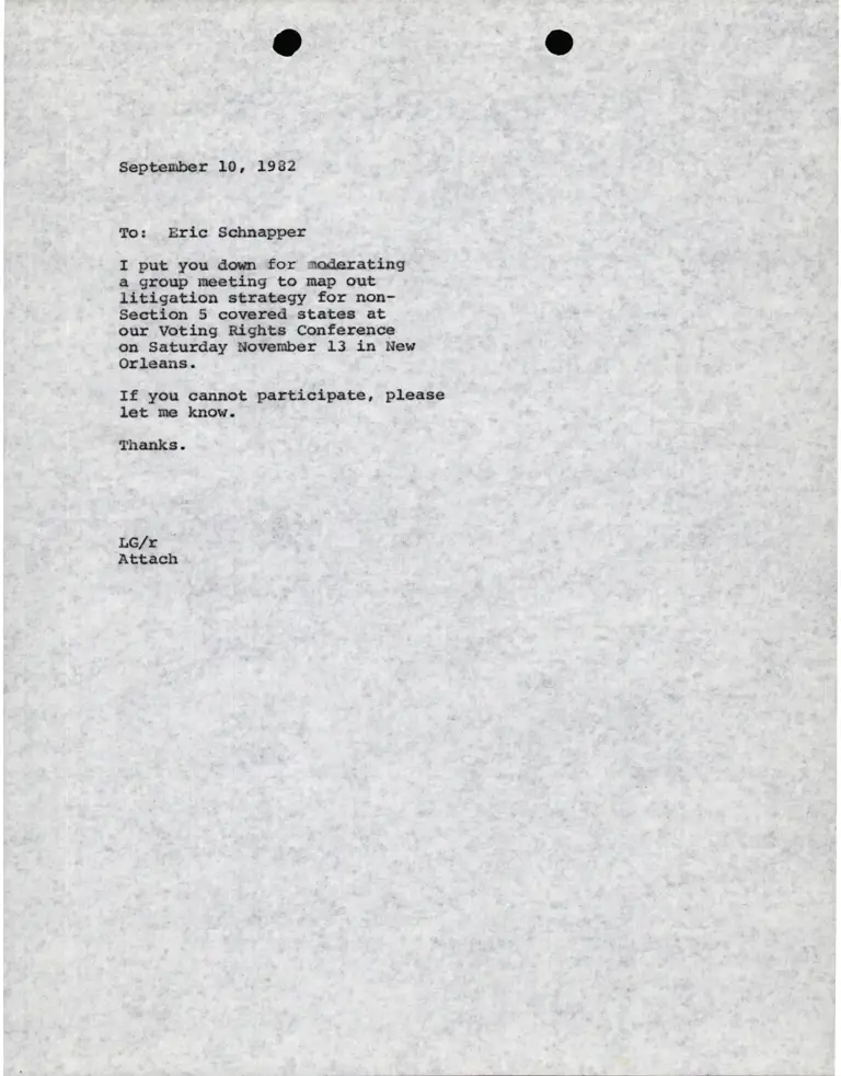 Memo from Lani Guinier to Eric Schnapper preview