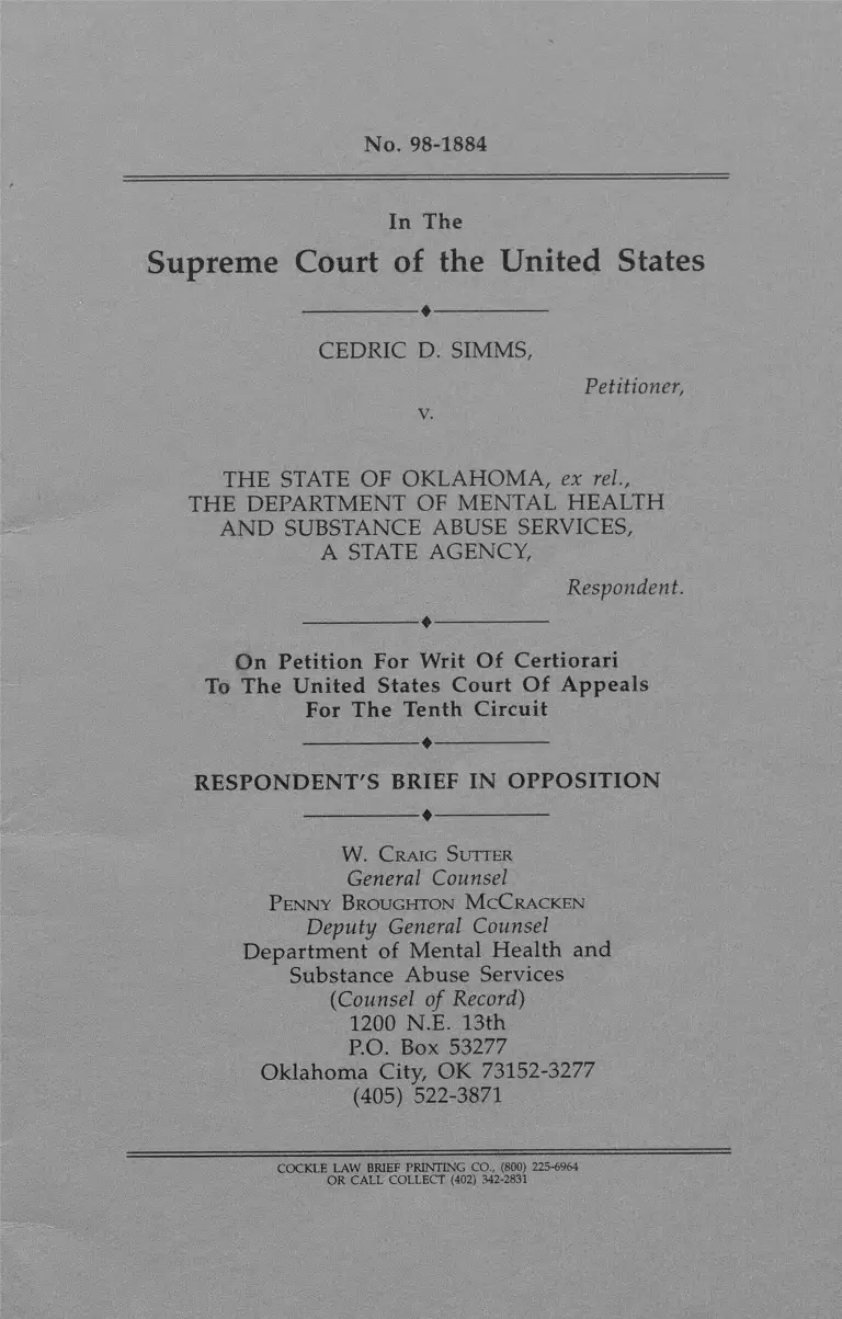 Simms v OK Respondents Brief in Opposition preview