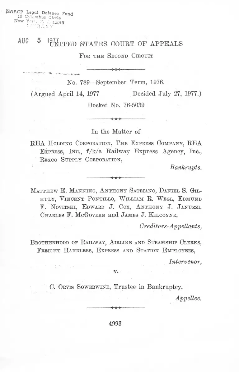 REA Holding Corporation v. Sowerwine Opinion preview
