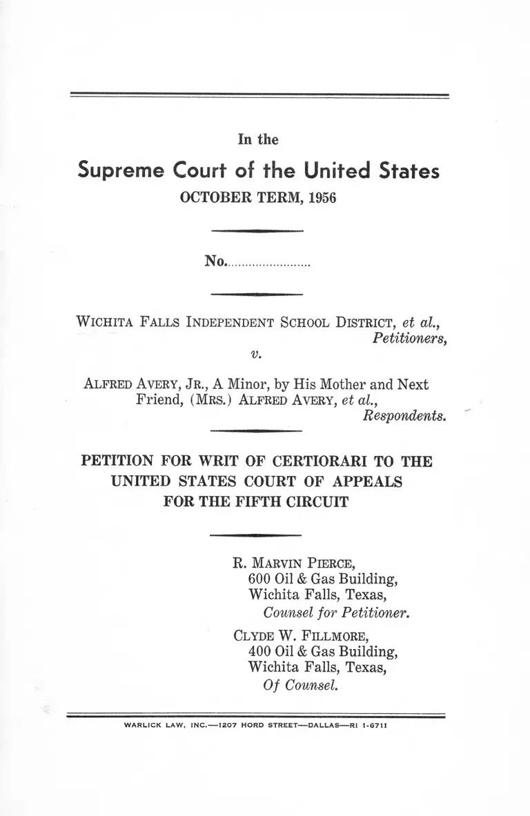 Wichita Falls Independent School District v. Avery Petition for Writ of Certiorari preview