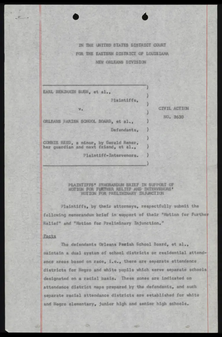 Plaintiffs' Memorandum Brief in Support of Motion for Further Relief and Intervenors' Motion for Preliminary Injunction preview