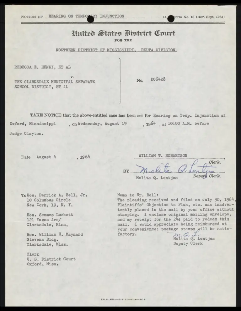 Notice of Hearing on Temporary Injunction preview