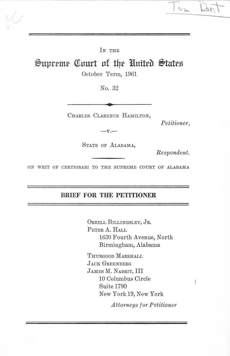 Hamilton v. Alabama Brief for the Petitioner preview