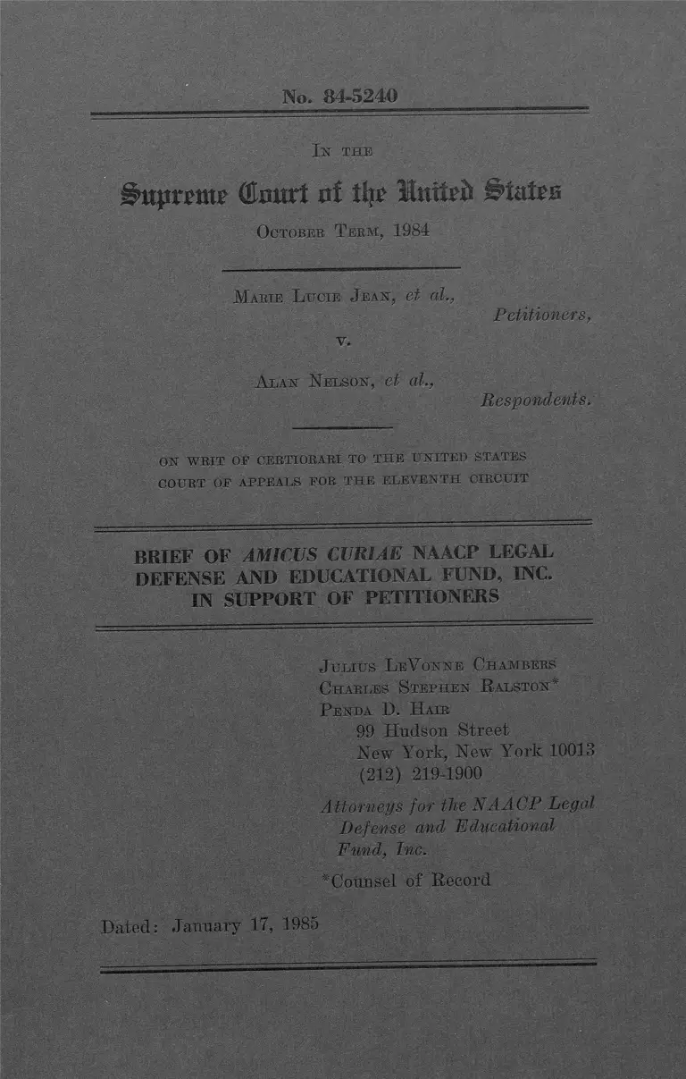 Jean v. Nelson Brief of Amicus Curiae in Support of Petitioners preview