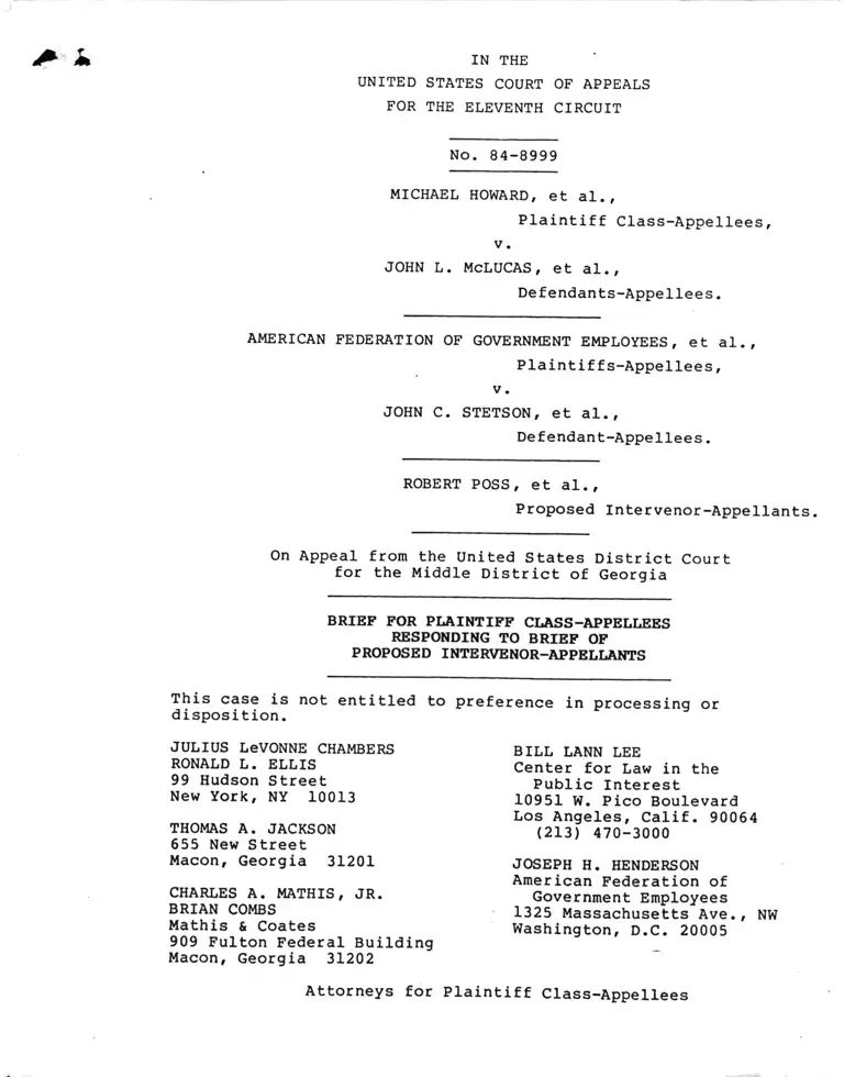 Howard v. McLucas Brief for Plaintiff Class-Appellees Responding to Proposed Intervenor-Appellants preview