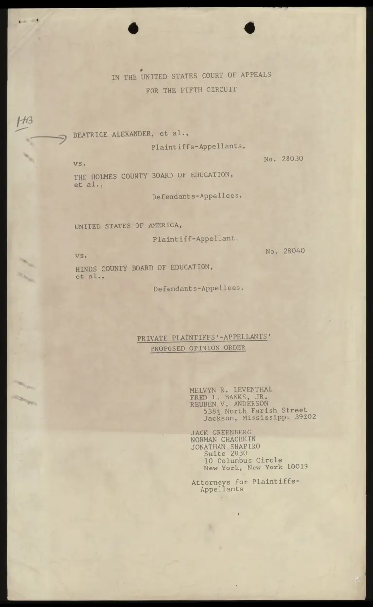 Private Plaintiffs'-Appellants' Proposed Opinion Order preview