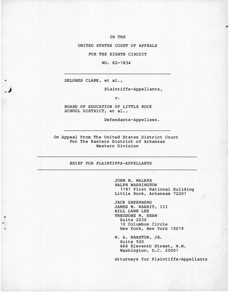Clark v. Little Rock Board of Education Brief for Plaintiffs-Appellants preview