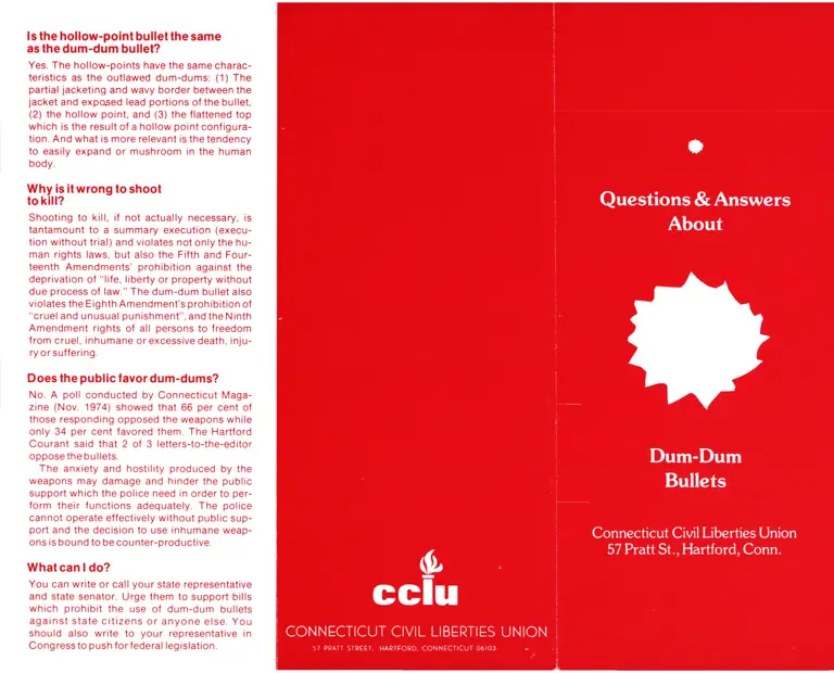 Questions and Answers About Dum-Dum Bullets Pamphlet with Cover Letter preview