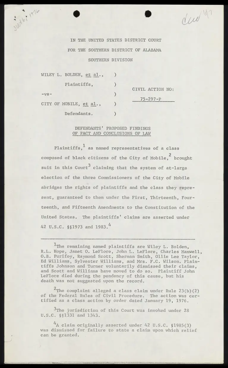 Defendants' Proposed Findings of Fact and Conclusions of Law preview