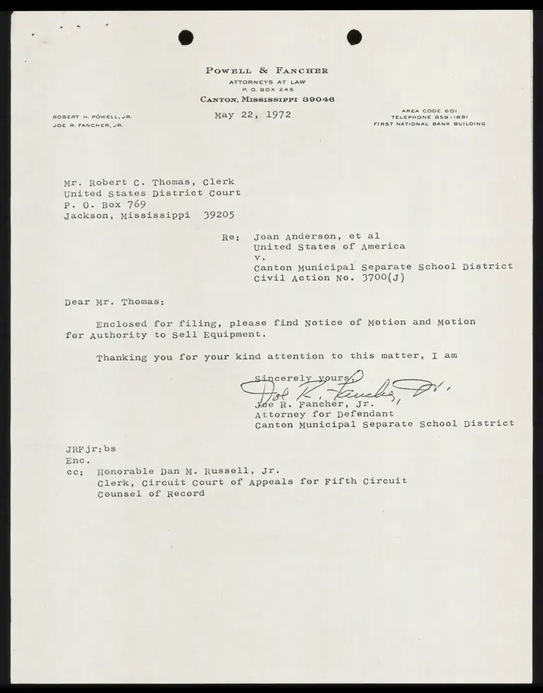 Notice of Motion; Motion for Authority to Sell Equipment preview