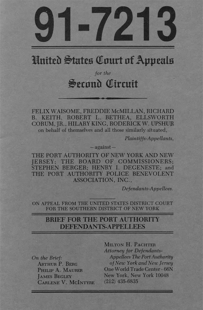 Waisome v. Port Authority of New York and New Jersey Brief for Defendants-Appellees preview
