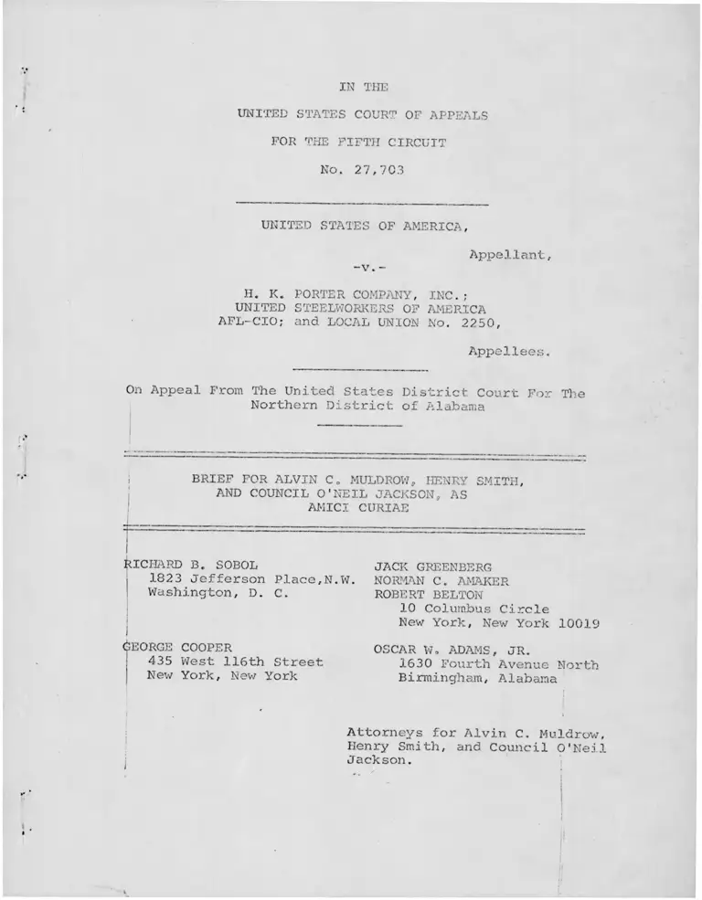 United States v. H.K. Porter Company Brief Amici Curiae preview