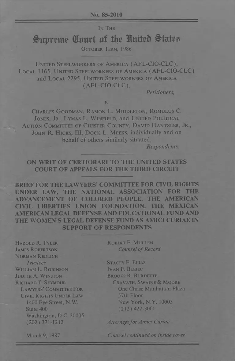 United Steelworkers of America (AFL-CIO-CLC) v. Goodman Brief Amici Curiae preview