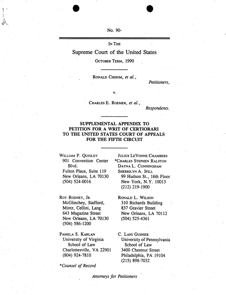 Supplemental Appendix to Petition for a Writ of Certiorari preview