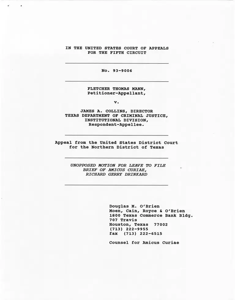 Mann v. Collins Unopposed Motion for Leave to File Brief Amicus Curiae preview