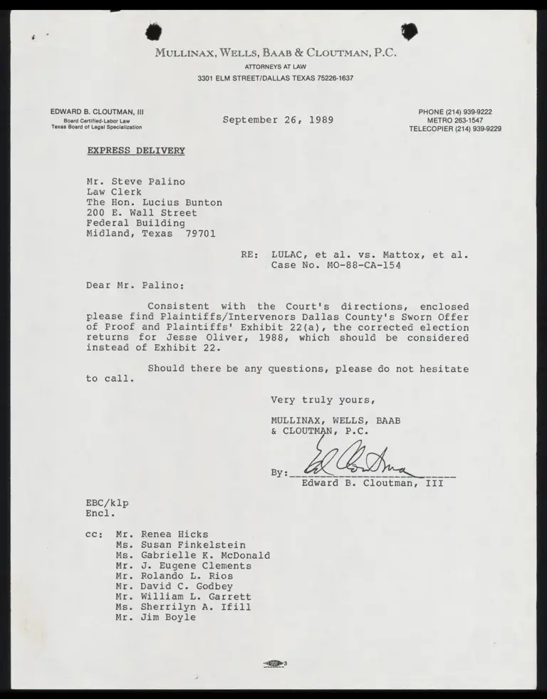 Plaintiff/Intervenors Jesse Oliver et al.'s Sworn Offer of Proof; Plaintiffs' Exhibit 22(a) preview